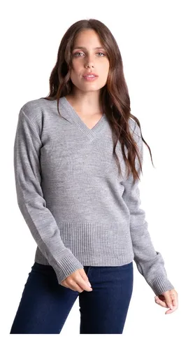 Sweater escote en v mujer cheap