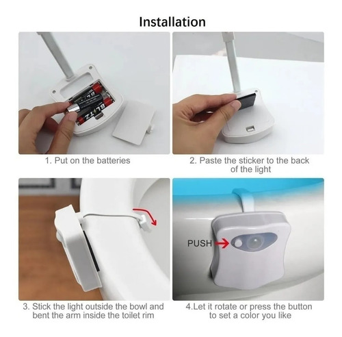 10 Sensores De Movimiento Con Luz Led Para Taza De Baño