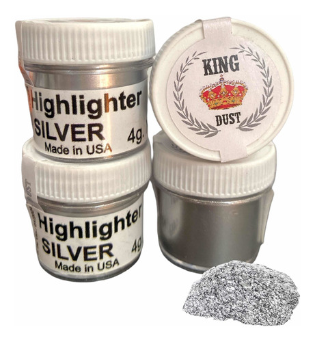 Colorante Polvo Comestible Plateado Metalizado Kingdust 4g