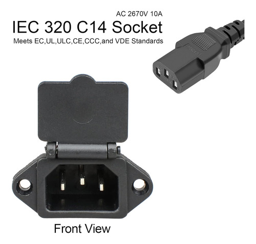 Adaptador De Enchufe Iec 320 C14 Para Panel De 250v 10a