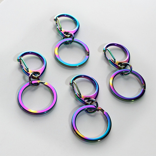 Kit Argollas Con Gancho Perico Tornasol Llaveros Multicolor