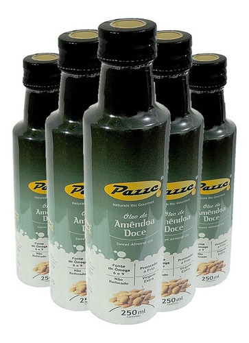 Kit 5 Óleo De Amêndoa Doce Extra Virgem Pazze 250ml