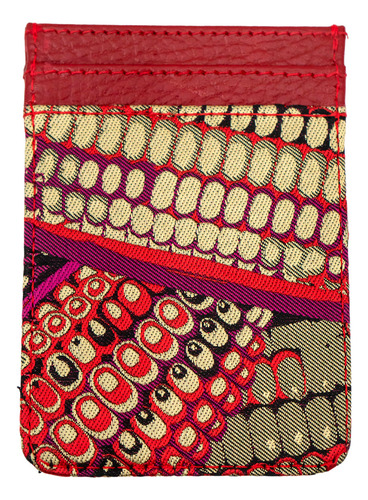 Tarjetero Piich Pineda Covalin Diseño Mazorca Color Naranja/fucsia