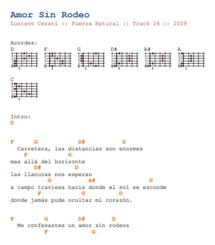 Gustavo Cerati Fuerza Natural / Cancionero De Guitarra