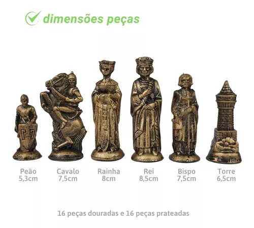 Kit 8 Peoes Para Jogo Xadrez Peças Medieval De Resina