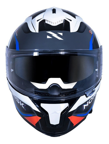 Capacete Moto Norisk Strada Com Óculos Diversos Grafismos Cor Strada Drive - Azul / Laranja / Cinza Tamanho do capacete L - 60