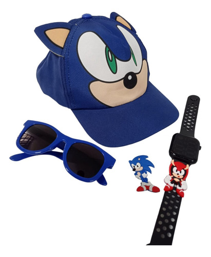 Kit Sonic Com Boné E Oculos Reloginho Personalizado Cor da correia Azul