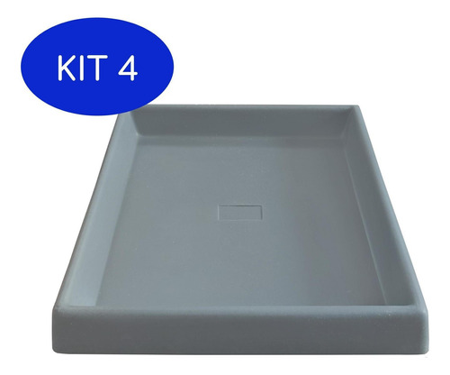 Kit 4 Prato Base Grande Quadrado Vaso Planta Em Polietileno