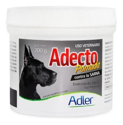 Adecto 200 Gramos Pomada Contra Sarna Caninos Perros Adler