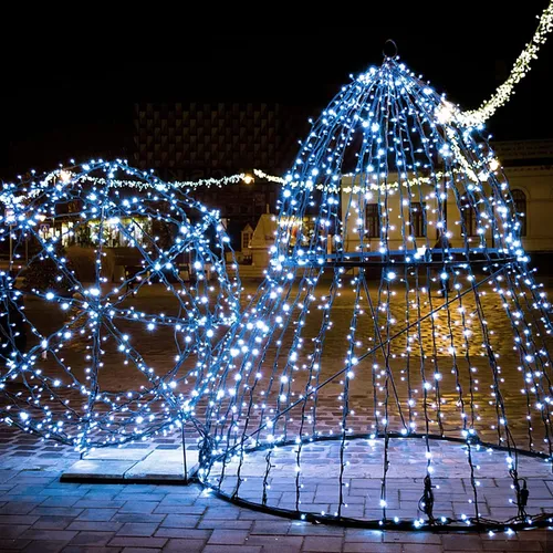 Extensión 100 Luces Led 7mtr Navidad Cable Verde Luz Blanco
