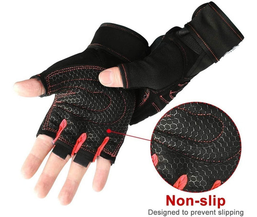 Imagen 6 de 8 de Guantes Para Gimnasio Deportivos Con Muñequera Entrenamiento