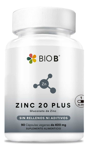 Bio B Zinc 20 Plus 90 Cápsulas Veganas Sabor Sin sabor