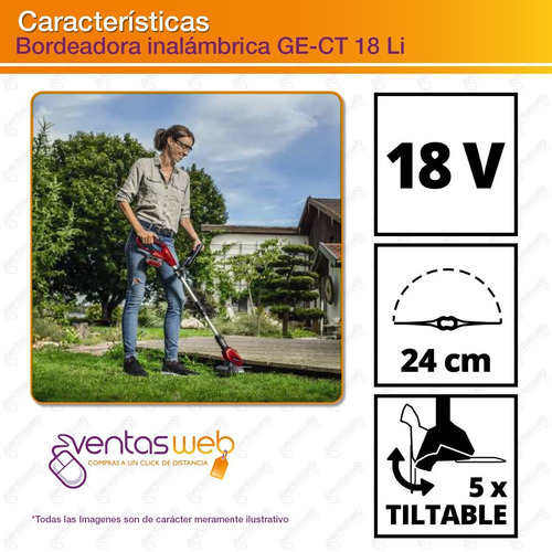 Imagen 4 de 8 de Bordeadora Inalambrica Einhell + 40 Cuchillas Bateria 3 Amp