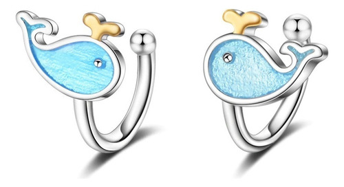 Ballena Aretes Broquel Mujer Plata 925 Moda Coreana