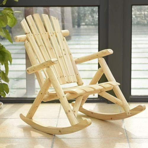 Madera Porche Solo Rocker Salón Silla Mecedora Taburete