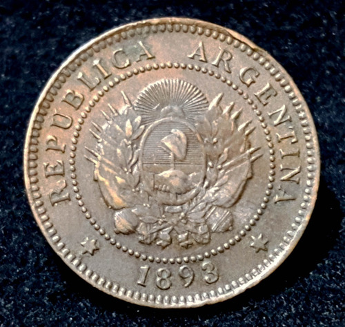 Moneda Argentina 1 Centavo. Patacón. Cobre. Año 1893. 55070