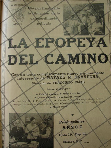 Cartel Antiguo Finalizan Pelicula La Epopeya Del Camino 1941