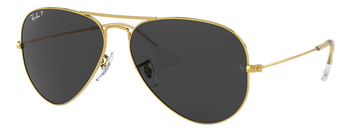 Óculos Solar Ray-ban Aviador Rb3025 Dourado Polarizado 62mm