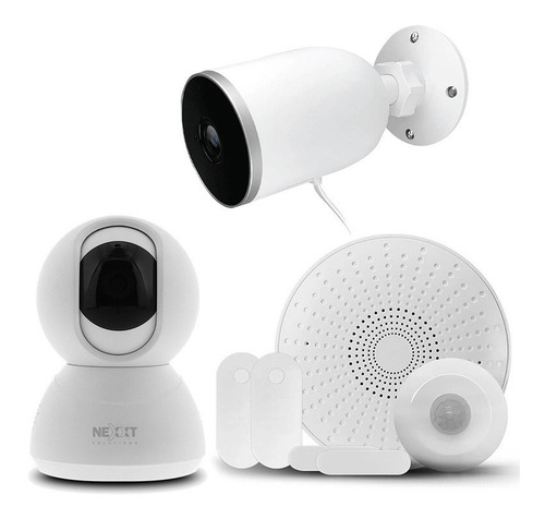 Imagen 1 de 7 de Kit Alarma Nexxt Wifi 3 Sensores Sirena Cam Ptz + 1 Exterior