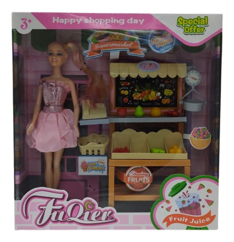 Imagen 1 de 1 de Fuqier Muñeca Articulada 30cm Puesto De Frutas Accesorios 46