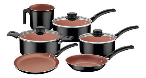 Juegos Juego Bateria Cocina Tramontina 9 Piezas Turim Color Negro