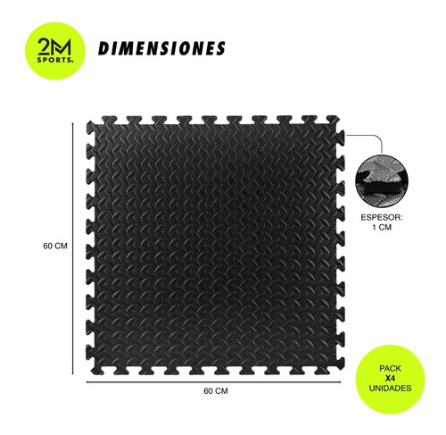 Imagen 2 de 8 de Piso Encastrable Pack X 4 Goma Eva 60x60cm Entrenamiento Gym