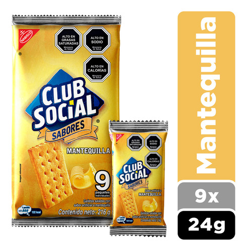 Galletas Saladas Club Social® Mantequilla 9 Paquetes X 24g