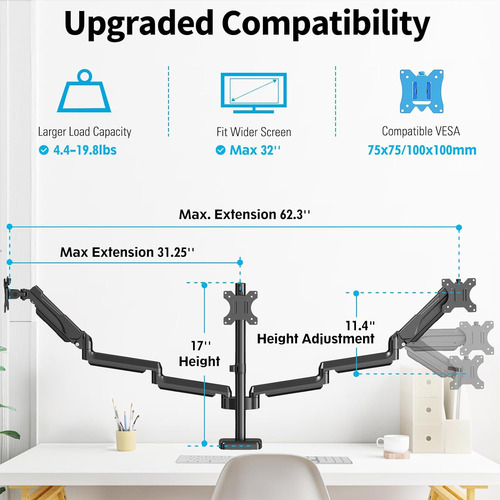Soporte Monitor Triple, 3 Soportes Monitor De Computado...