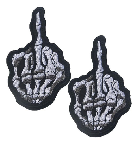Qtao Upa134 Gancho Y Bucle Calavera Dedo Medio Divertido Mor