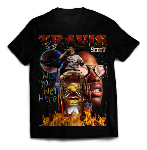 Playera Travis Scott Algodon Peinado Premium