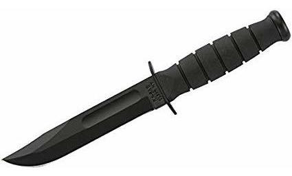 Ka-bar Del Filo Recto Con La Envoltura De Cuero, Negro, Cort