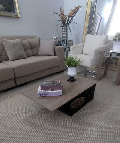 Mesa De Centro De Sala Grande Ômega Cor Freijó