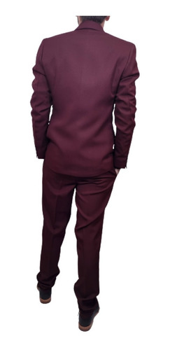 Imagen 5 de 9 de Ambo Traje Bordo Entallado Moda Con Chaleco