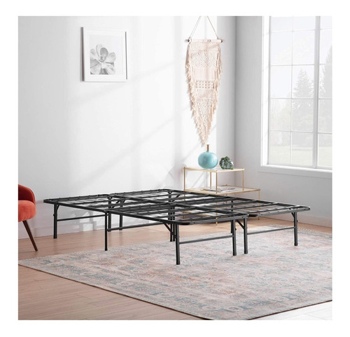 Base Para Cama Queen Plegable En Metal Negro 