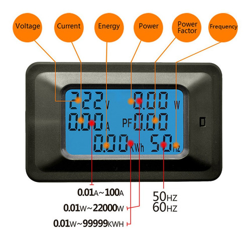 Vatímetro 120v 100 A Contador Kwh Medidor Amperímetro Ac