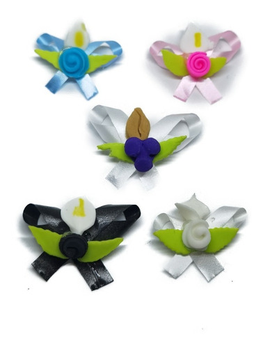 Moño Con Flor 2.5 Cm Para Manualidades 100 Pz