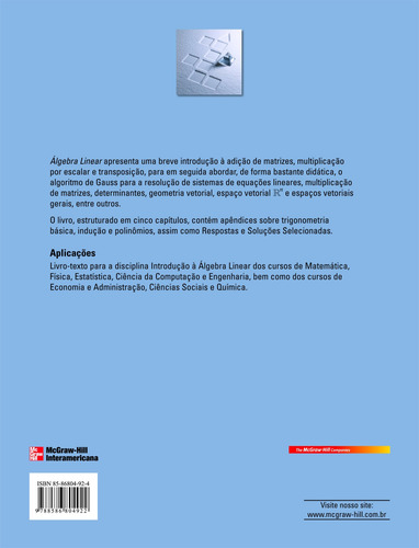 Álgebra Linear, de Nicholson, W. Keith. Editorial Amgh, capa mole em português, 2006
