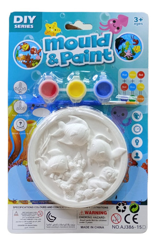 Kit De Arte Para Niños Molde Oceano + Pinturas + Pincel