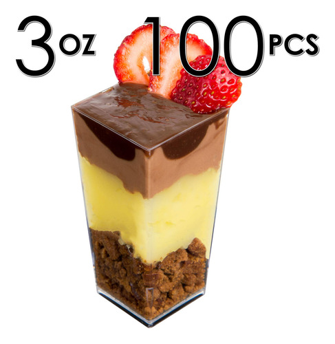 Mini Tazas De Postre De 100 X 3 Oz (sin Cucharas), Cuad...