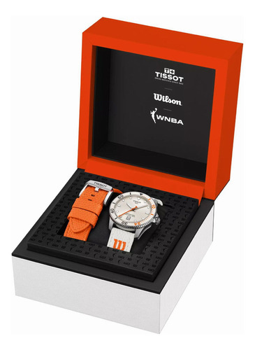 Reloj Unisex Tissot T120.410.17.011.00 Seastar Wilson Wnba Correa Blanco Bisel Plateado Fondo Blanco
