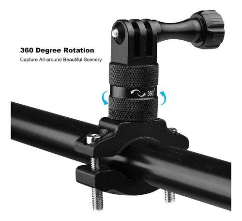Soporte Manillar 360° Aluminio Bici Para Gopro 13 12 11 10 9 Negro