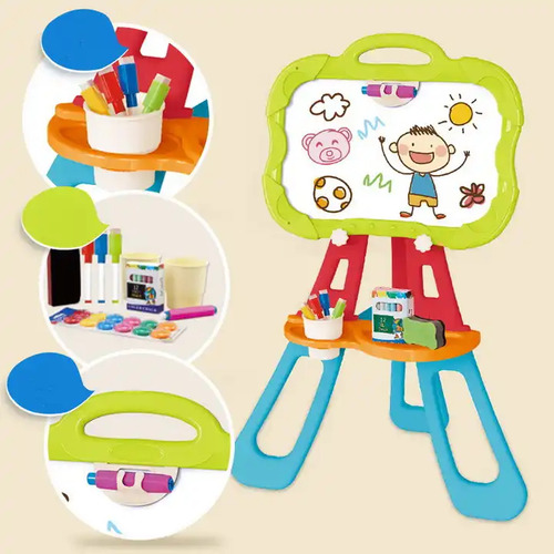 Caballete Pizarrón Magnético Doble Para Niños Kit Completo