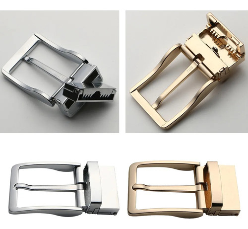Hebilla De Cinturón Rectangular Reversible Metal Con Pin