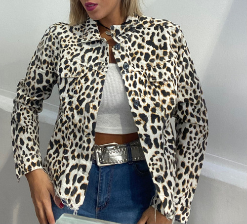 Campera Mujer Animal Print De Jean Ultima Tendencia