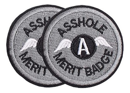 2 Piezas 3in / 7.6cm Asshole Merit Badge Morale Patch, Funny