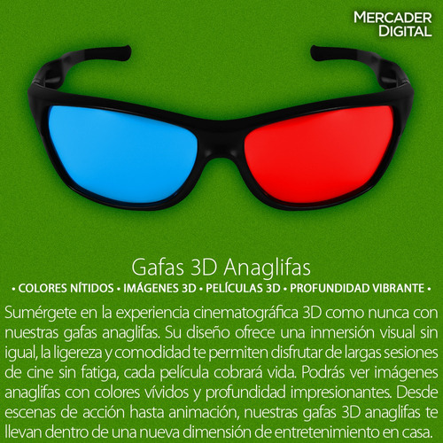 2 Pzs Lentes Gafas 3d Anaglifas Videojuego Tv Reutilizable