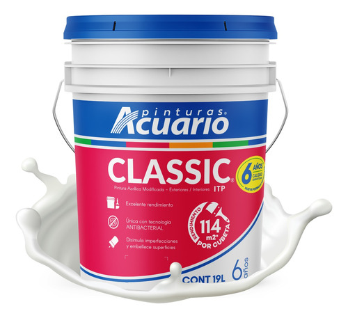 Pintura Vinílica Classic Acuario 19 Litros Color Blanco