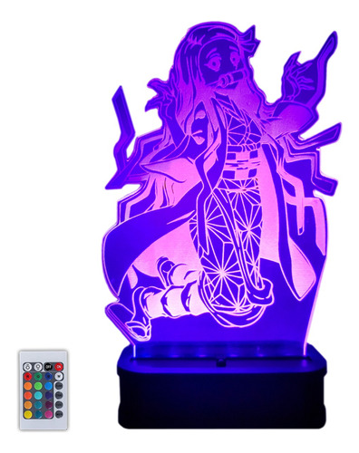 Velador Nezuko Demon Slayer 3d Acrilico Led Rgb + Poster