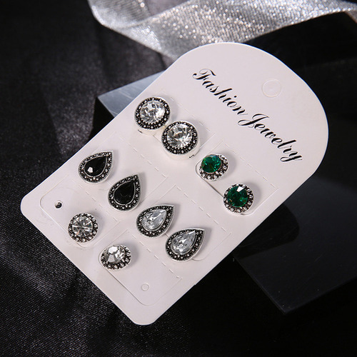 Zy Set De 5 Pares De Pendientes Con Circonitas Gota