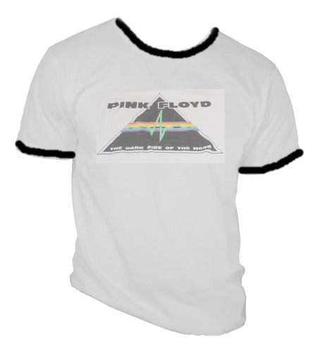 Playera Blanca En Oferta Pink Floyd Ringer Dark Side Rock Bk